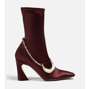 Zimmermann Burgundy Heeled Boots with Chain Detail